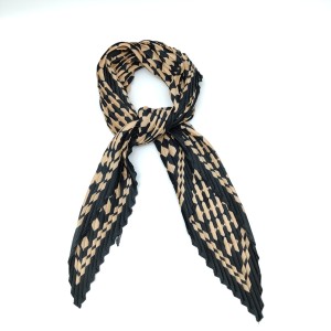 Brown Embellished Ladies Pleated Square Scarf